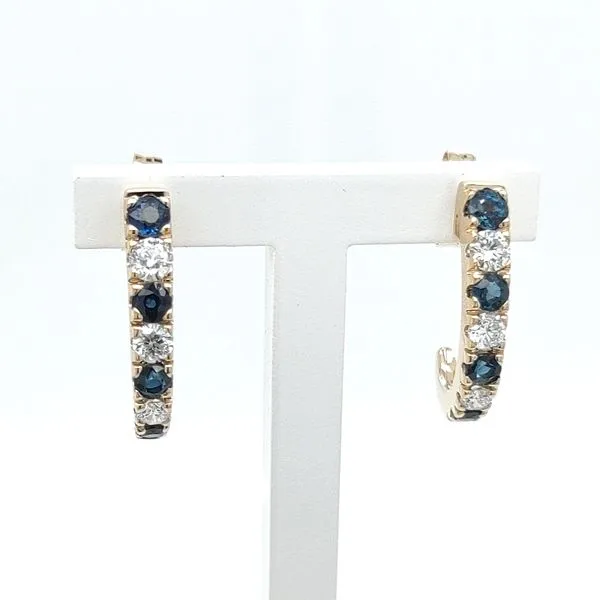 BLUE SAPPHIRE AND DIAMOND CURVE POST EARRINGS Blue Water Jewelers Saint Augustine, FL