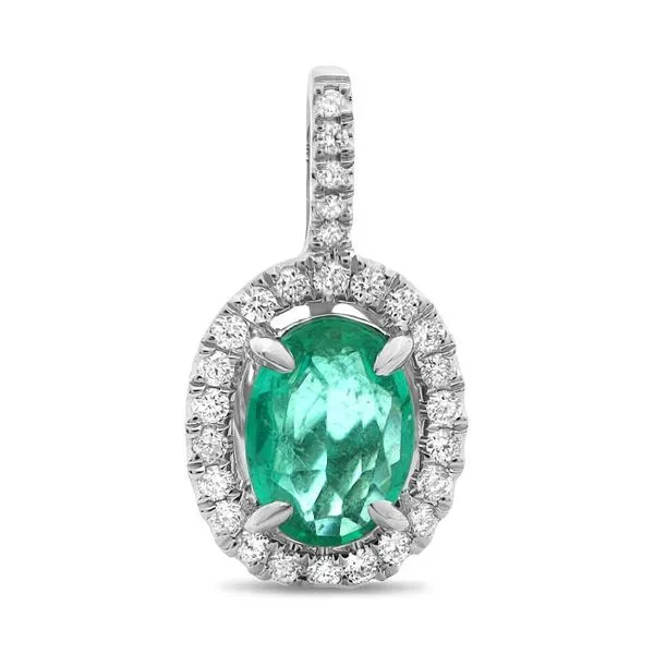 Emerald & Diamond Halo Pendants Blue Water Jewelers Saint Augustine, FL