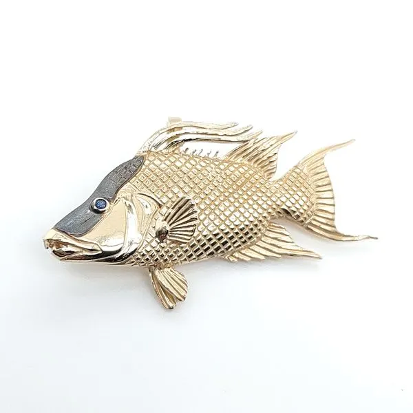 BLUE SAPPHIRE GOLD HOGFISH PENDANT Blue Water Jewelers Saint Augustine, FL