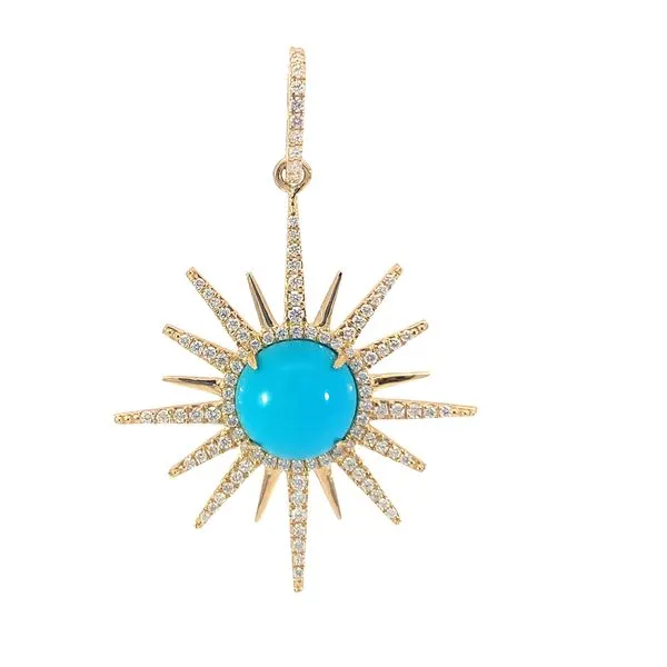 TURQUOISE AND DIAMOND SUNBURST PENDANT Blue Water Jewelers Saint Augustine, FL