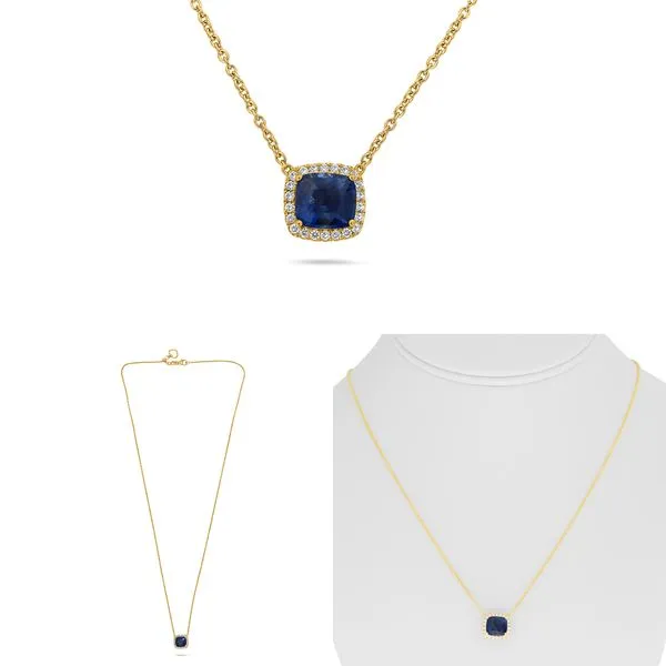 BLUE SAPPHIRE 2.25 CT (CERT HERE) DIAMOND 0.18 TCW SLIDER BEAD PENDANT NECKLACE Blue Water Jewelers Saint Augustine, FL