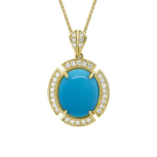 TURQUOISE AND DIAMOND 0.18 TCW PENDANT NECKLACE Blue Water Jewelers Saint Augustine, FL