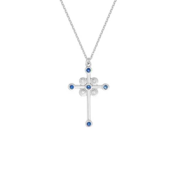 Colored Stone Cross Pendant Necklace Blue Water Jewelers Saint Augustine, FL