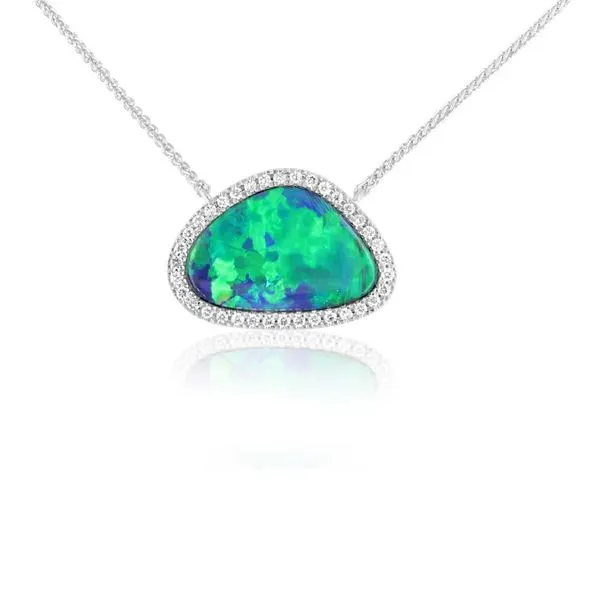 OPAL AND DIAMOND PENDANT NECKLACE Blue Water Jewelers Saint Augustine, FL