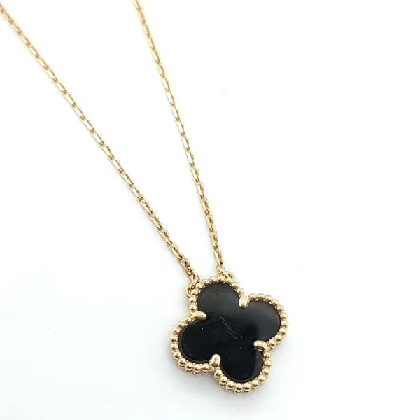 BLACK ONYX MEDIUM CLOVER PENDANT NECKLACE Blue Water Jewelers Saint Augustine, FL