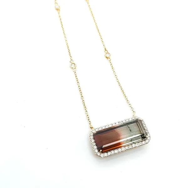 TOURMALINE AND DIAMOND PENDANT NECKLACE Blue Water Jewelers Saint Augustine, FL