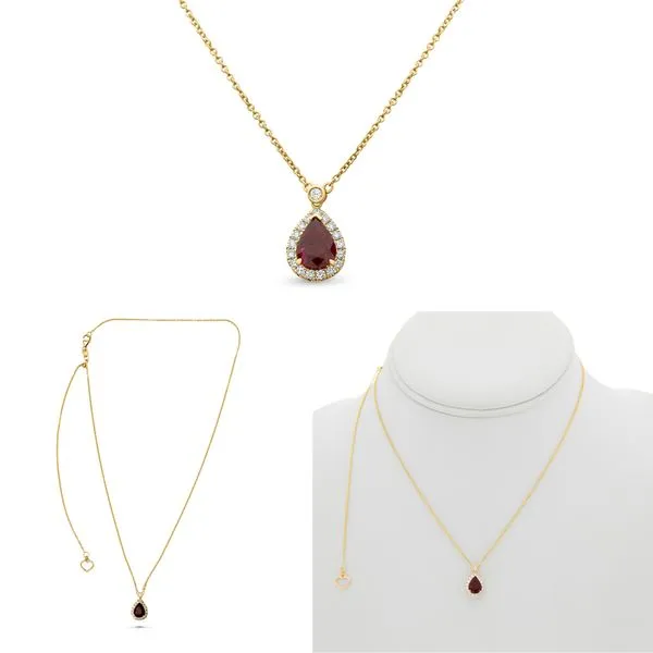 RUBY 2.10 TCW AND DIAMOND 0.31 TCW PENDANT NECKLACE Blue Water Jewelers Saint Augustine, FL