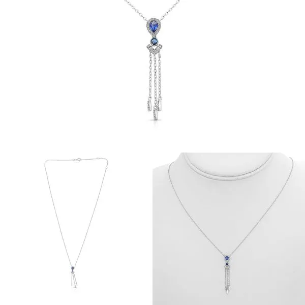 SAPPHIRE 0.24 TCW DIAMOND 0.10 TCW DECORATIVE PENDANT NECKLACE Blue Water Jewelers Saint Augustine, FL