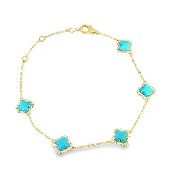 TURQUOISE AND DIAMOND CLOVER BRACELET Blue Water Jewelers Saint Augustine, FL