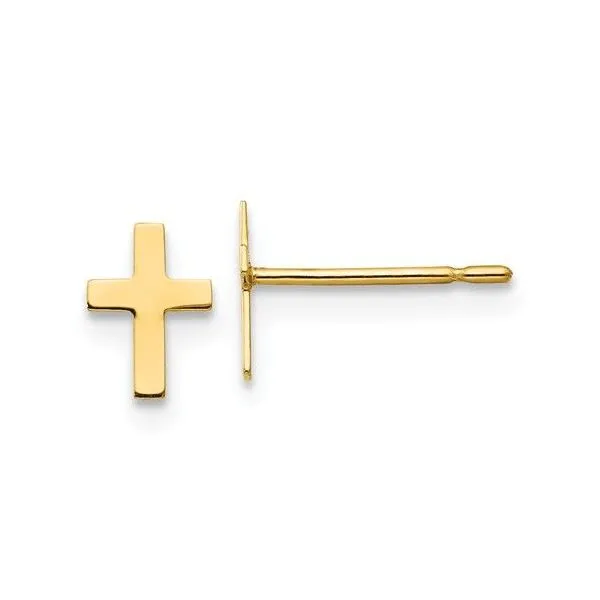GOLD CROSS POST EARRINGS Blue Water Jewelers Saint Augustine, FL