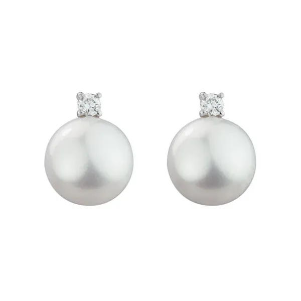 PEARL AND DIAMOND STUD EARRINGS Blue Water Jewelers Saint Augustine, FL
