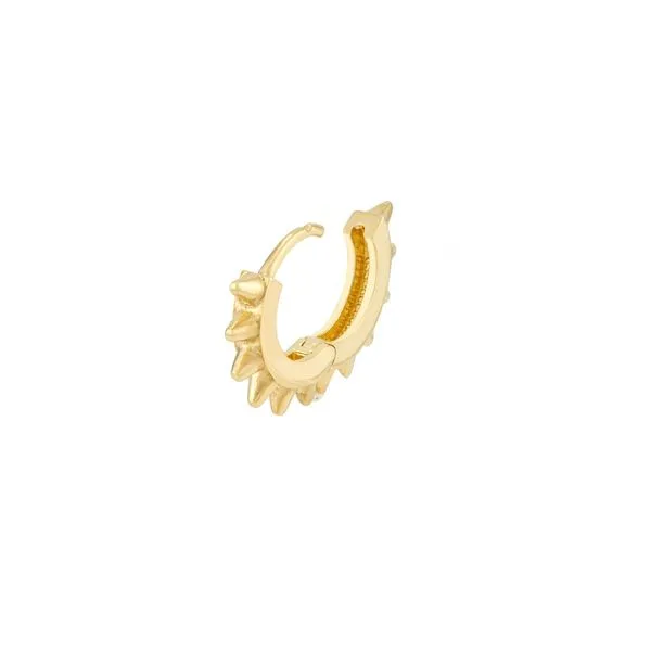 GOLD SPIKE HUGGIE HOOP EARRINGS Image 3 Blue Water Jewelers Saint Augustine, FL