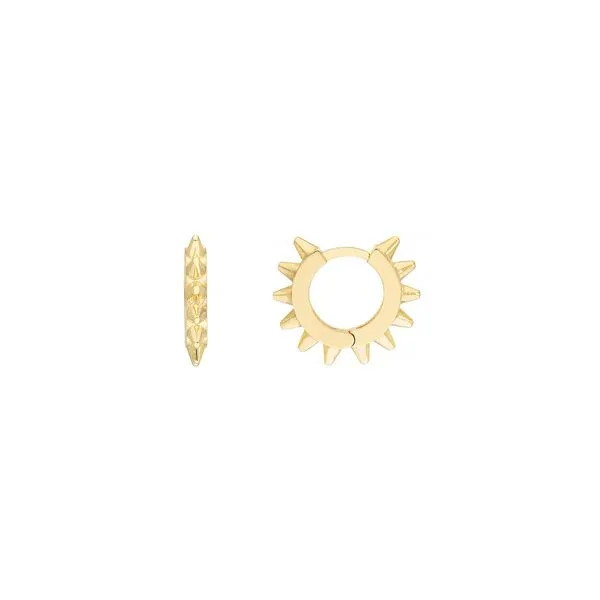 GOLD SPIKE HUGGIE HOOP EARRINGS Blue Water Jewelers Saint Augustine, FL