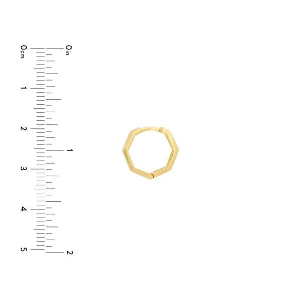 Gold Hexagon Huggie Earrings Image 4 Blue Water Jewelers Saint Augustine, FL