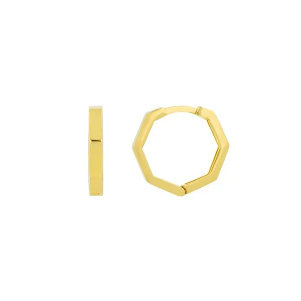Gold Hexagon Huggie Earrings Blue Water Jewelers Saint Augustine, FL