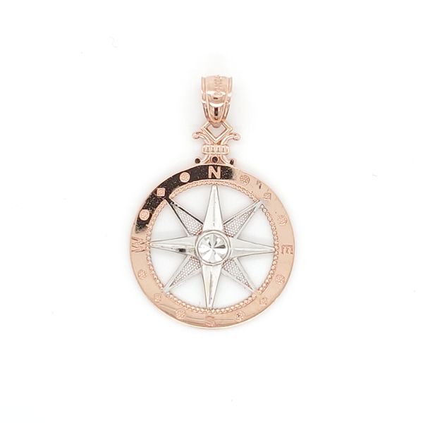 Rose And White Gold Compass Pendant Blue Water Jewelers Saint Augustine, FL