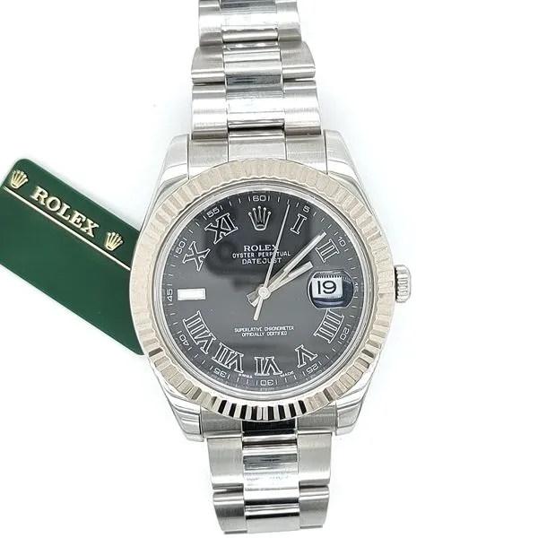 PREOWNED ROLEX DATEJUST II BLACK ROMAN NUMERIAL DIAL 41MM Image 4 Blue Water Jewelers Saint Augustine, FL