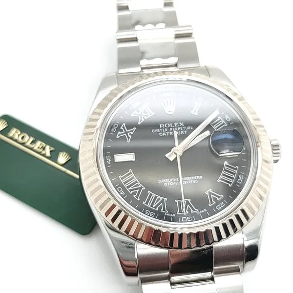 PREOWNED ROLEX DATEJUST II BLACK ROMAN NUMERIAL DIAL 41MM Image 5 Blue Water Jewelers Saint Augustine, FL