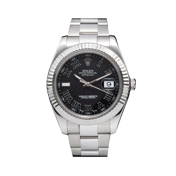 PREOWNED ROLEX DATEJUST II BLACK ROMAN NUMERIAL DIAL 41MM Blue Water Jewelers Saint Augustine, FL