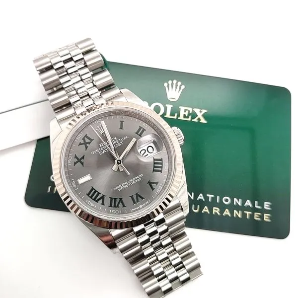 WIMBLEDON ROLEX DATEJUST 36MM 001 530 00102 PL Watches Blue Water Jewelers Saint Augustine FL