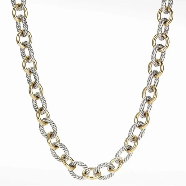 Silver Necklace with Bonded Yellow Gold Blue Water Jewelers Saint Augustine, FL