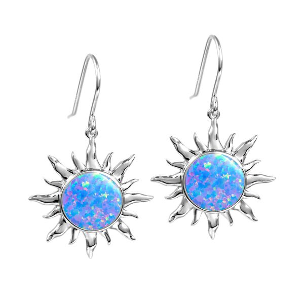 Silver Sun Opal Earrings Blue Water Jewelers Saint Augustine, FL
