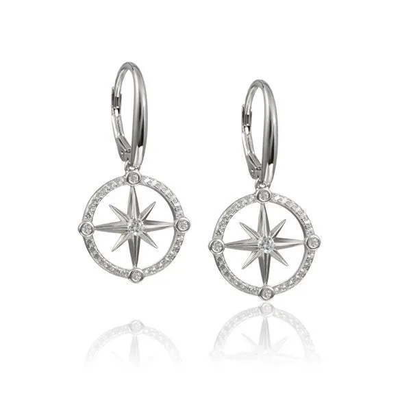 Silver Compass Earrings Blue Water Jewelers Saint Augustine, FL