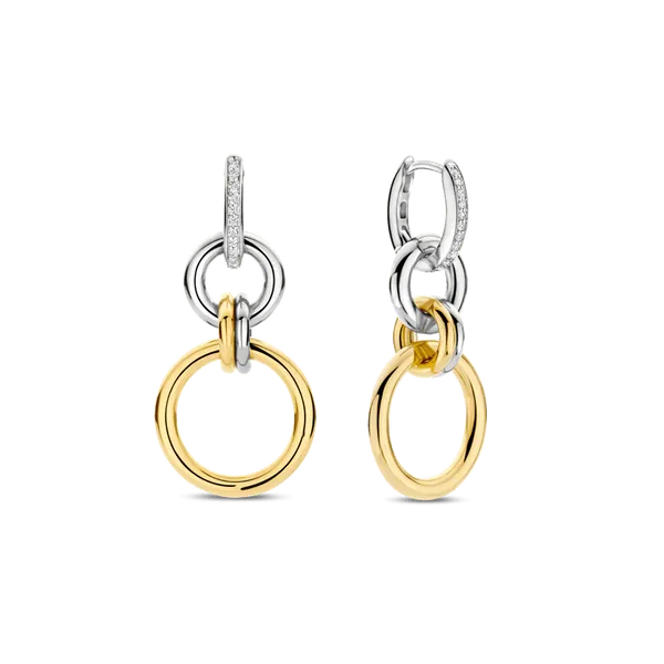 TI SENTO Gold-Plated Interlinked Hoop Earrings Image 2 Blue Water Jewelers Saint Augustine, FL