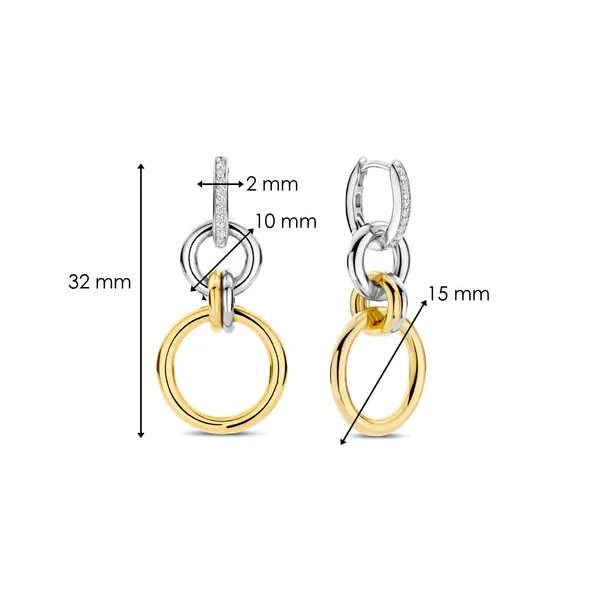 TI SENTO Gold-Plated Interlinked Hoop Earrings Image 3 Blue Water Jewelers Saint Augustine, FL