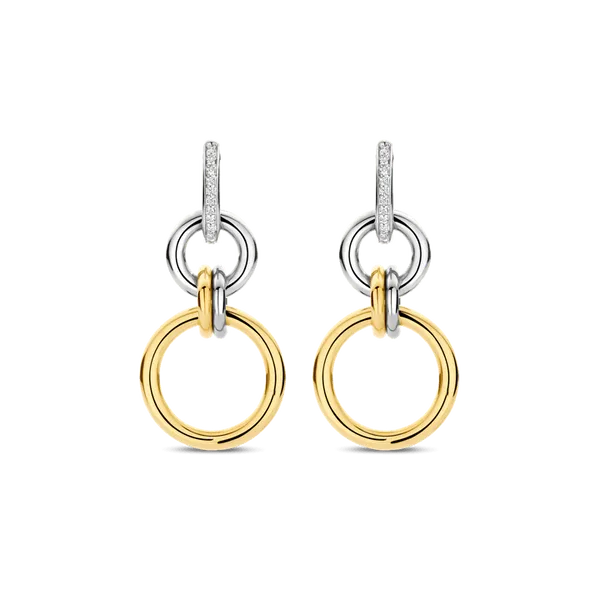 TI SENTO Gold-Plated Interlinked Hoop Earrings Blue Water Jewelers Saint Augustine, FL