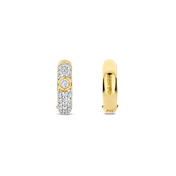 TI SENTO Gold-Plated Silver Pavé Huggie Hoop Earrings Image 3 Blue Water Jewelers Saint Augustine, FL