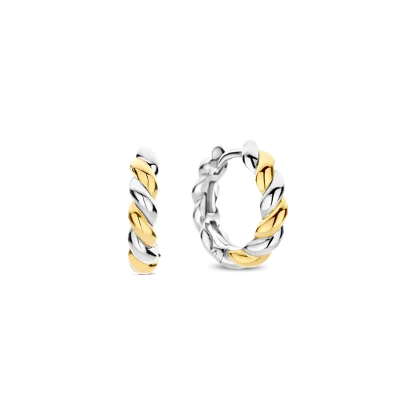 TI SENTO Gold-Plated Twisted Hoop Earrings Blue Water Jewelers Saint Augustine, FL
