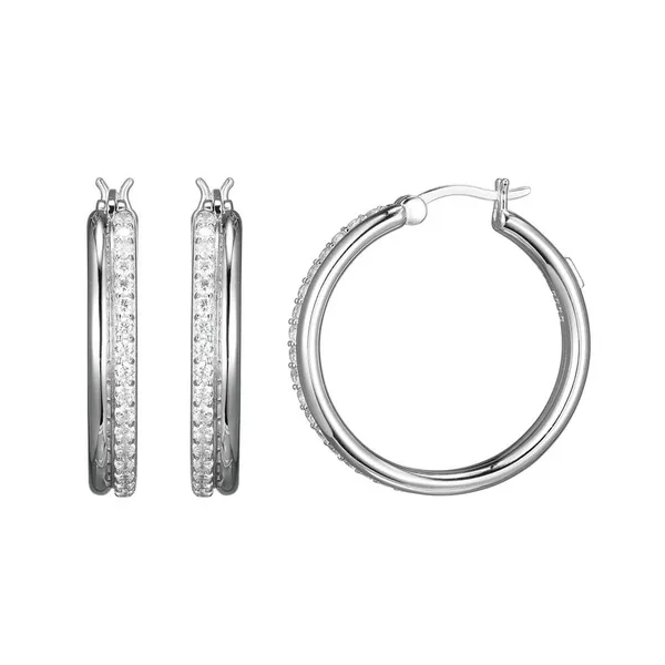 STERLING SILVER CZ 26MM HOOP EARRINGS Blue Water Jewelers Saint Augustine, FL