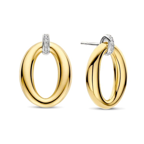 TI SENTO GOLD-PLATED SILVER OVAL EARRINGS Blue Water Jewelers Saint Augustine, FL
