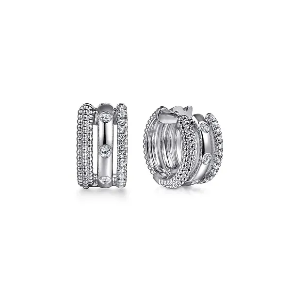 BUJUKAN WHITE SAPPHIRE AND SILVER HUGGIE EARRINGS Blue Water Jewelers Saint Augustine, FL
