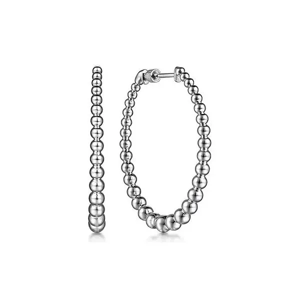 BUJUKAN SILVER OVAL SHAPE ROUND BEADED HOOP EARRINGS Blue Water Jewelers Saint Augustine, FL
