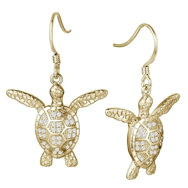 STERLING SILVER PAVE CZ TURTLE EARRINGS YELLOW Blue Water Jewelers Saint Augustine, FL