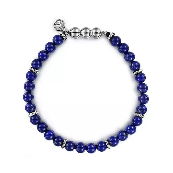 Silver Lapis Bracelet Beaded - Men's Bracelet Blue Water Jewelers Saint Augustine, FL