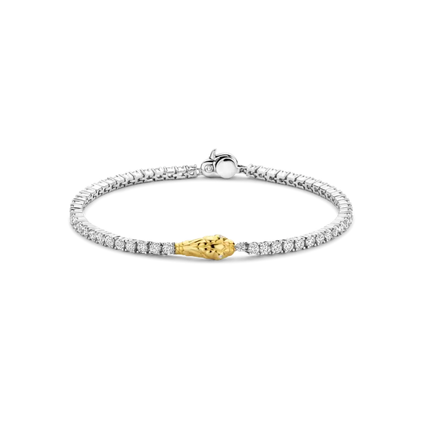 TISENTO PLATINUM PLATED SILVER SNAKE TENNIS BRACELET Blue Water Jewelers Saint Augustine, FL