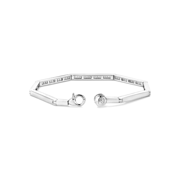 TI SENTO PLATINUM-PLATED SILVER GEOMETRIC BANGLE WITH CLASP Image 2 Blue Water Jewelers Saint Augustine, FL
