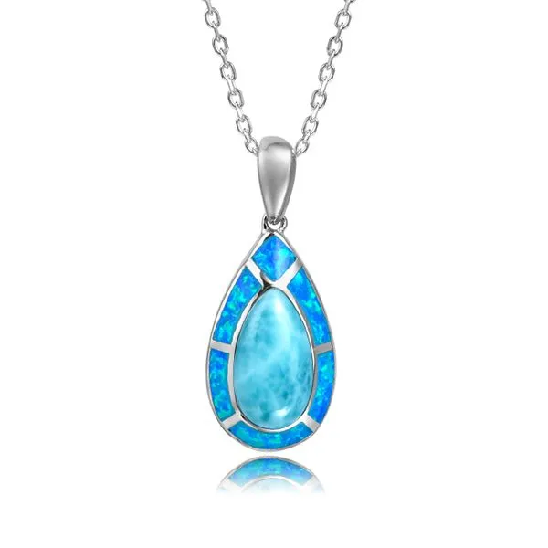 SILVER LARIMAR & OPAL NECKLACE Blue Water Jewelers Saint Augustine, FL