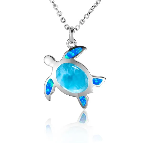SILVER LARIMAR & OPAL NECKLACE Blue Water Jewelers Saint Augustine, FL