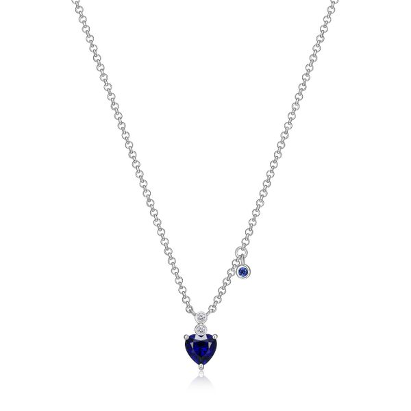 Silver Sapphire Pendant with Chain Blue Water Jewelers Saint Augustine, FL