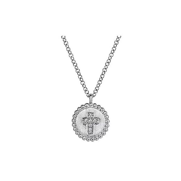 Silver Diamond Cross Pendant/Necklace Blue Water Jewelers Saint Augustine, FL