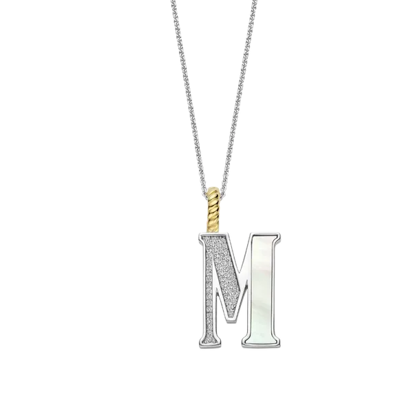 TI SENTO GOLD-PLATED SILVER LETTER M PENDANT NECKLACE Blue Water Jewelers Saint Augustine, FL