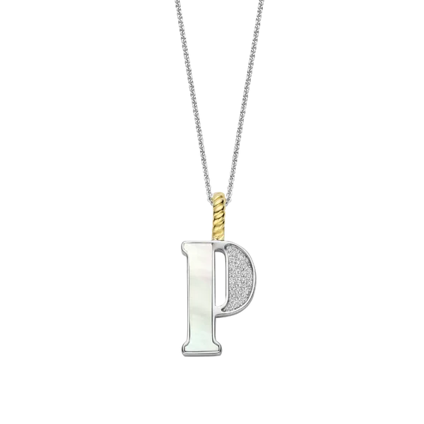 TI SENTO GOLD-PLATED SILVER LETTER P PENDANT NECKLACE Blue Water Jewelers Saint Augustine, FL
