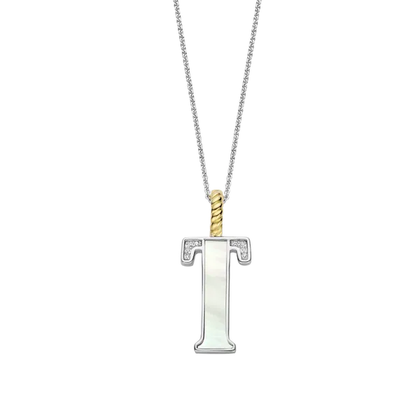 TI SENTO GOLD-PLATED SILVER LETTER T PENDANT NECKLACE Blue Water Jewelers Saint Augustine, FL
