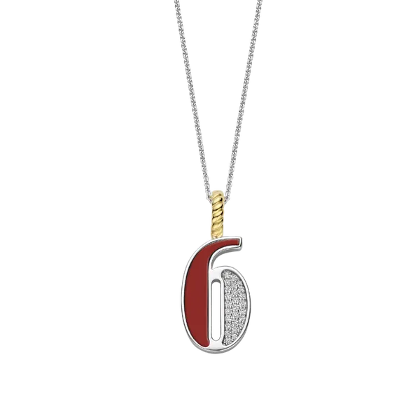 TI SENTO GOLD-PLATED SILVER NUMBER 6 PENDANT NECKLACE Blue Water Jewelers Saint Augustine, FL