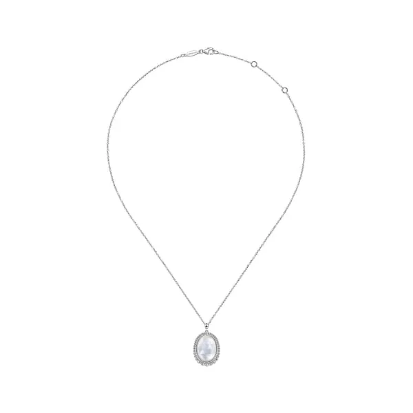 SILVER AND WHITE MOTHER OF PEARL PENDANT NECKLACE Image 2 Blue Water Jewelers Saint Augustine, FL