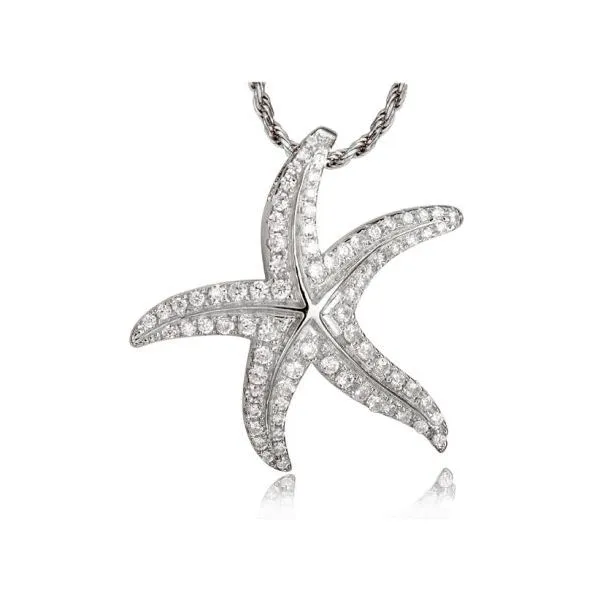 SILVER CZ STARFISH PENDANT NECKLACE Blue Water Jewelers Saint Augustine, FL